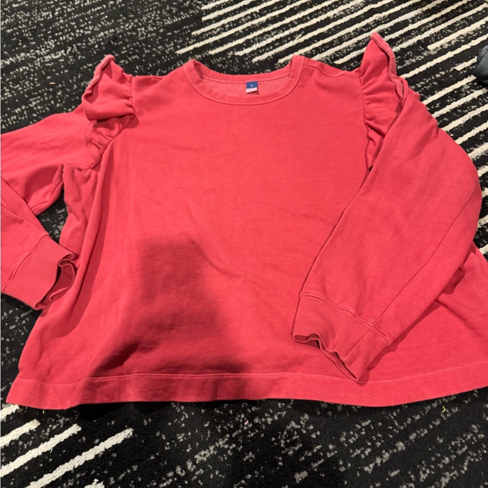 Red Ruffled Long Sleeve Top